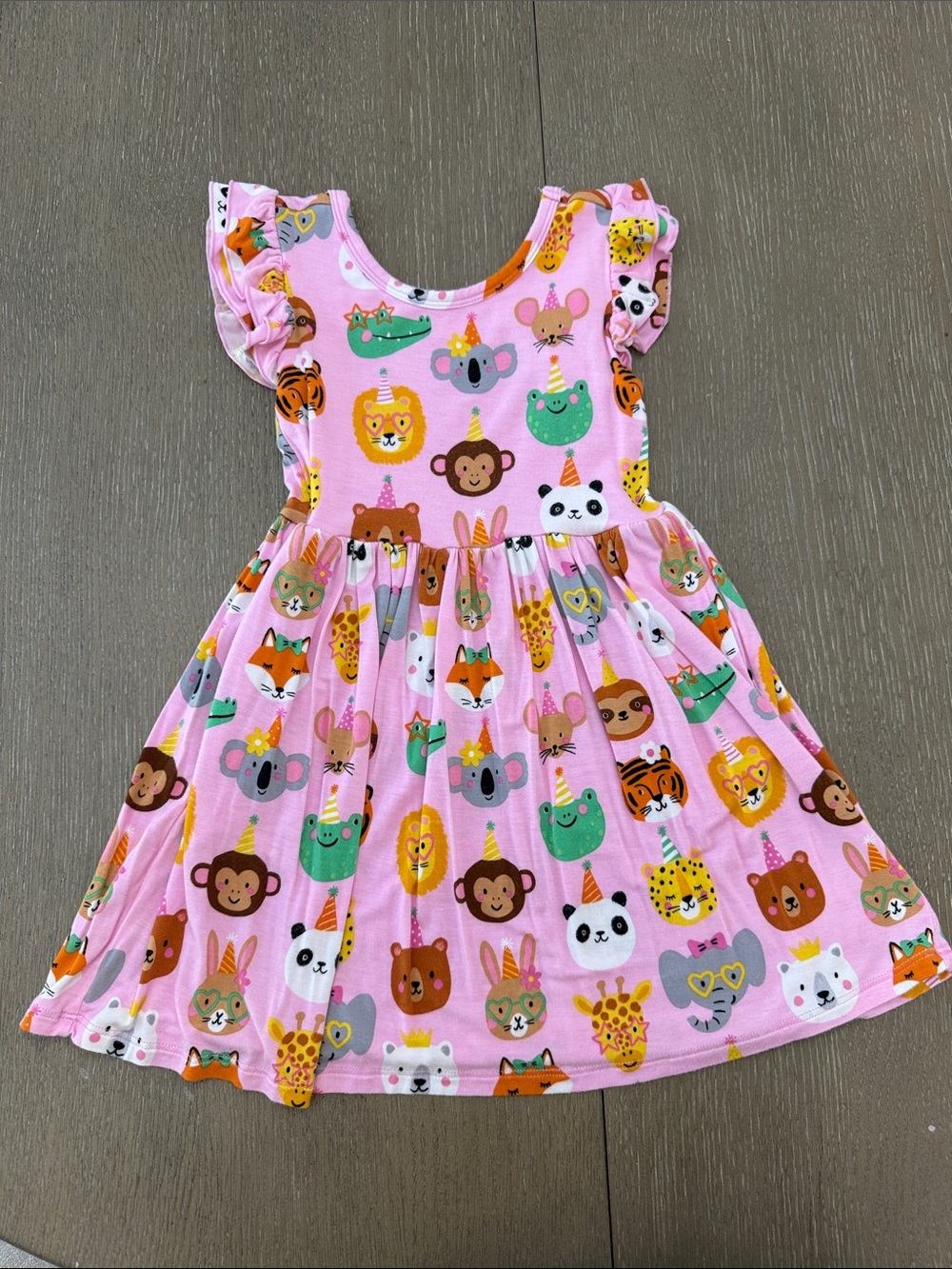 Little Sleepies Girls Pink Party Pals Skater Twirl Pocketed Dress
